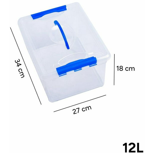 Caja de ordenación transparente con tapa y cierres a presión
