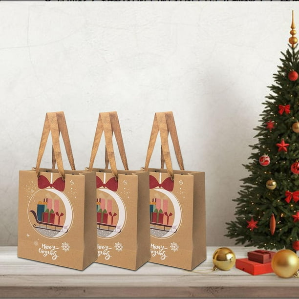 8pcs Bolsas de Regalo de Navidad, 8 Diseños Bolsas de Papel Kraft de  Navidad, 21.08x14.99x8.13 Cm Con Asas Bolsas de Regalo de Navidad,  Adecuadas Para