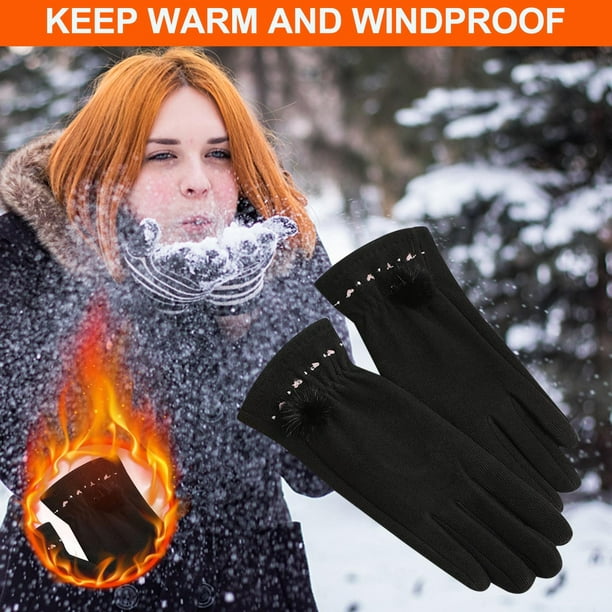 Guantes térmicos de invierno para mujer, guantes de pantalla táctil  cálidos, guantes de terciopelo resistente al viento, guantes de nieve  (color