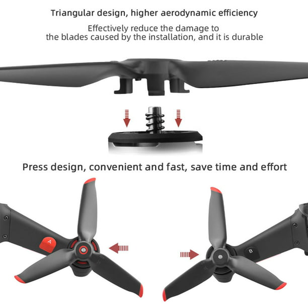 vhbw 4x Hélice compatible avec Ninetec Spyforce1 drone - 2 Paires d'hélices  autobloquantes Noir / blanc