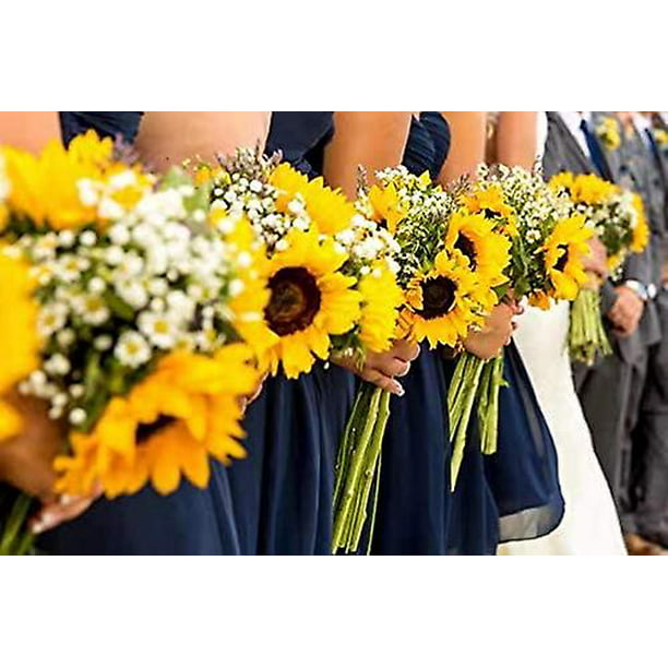 6 flores artificiales grandes de flores artificiales, girasoles de seda  falsos, arreglo amarillo a granel para casa, boda, jardín, decoración de