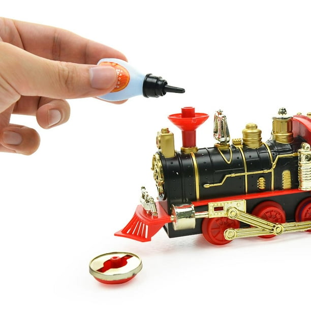 Juego de tren a control remoto con humo, sonido y luz, juguete de tren RC  debajo del árbol de Navidad, regalo de cumpleaños para niños y niñas