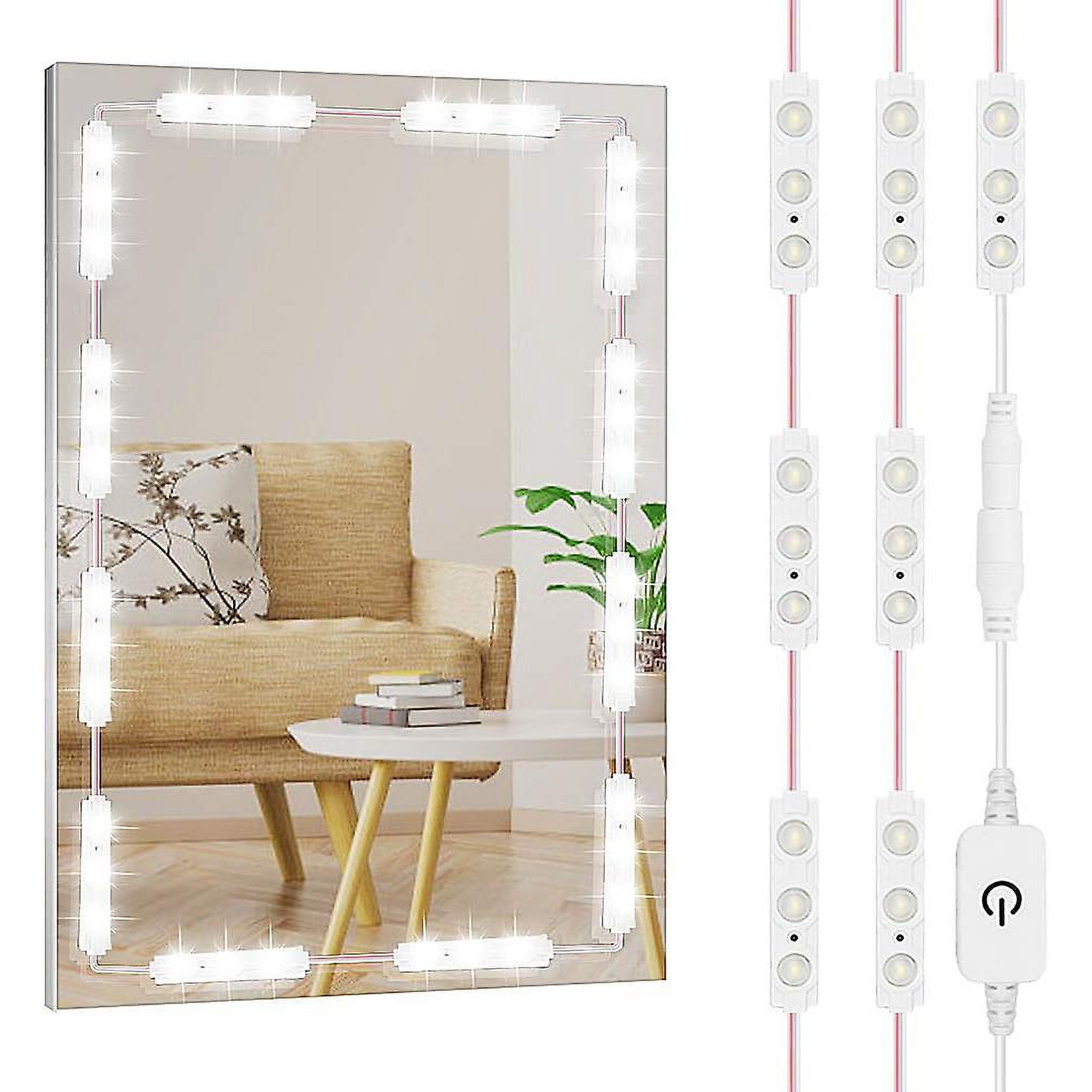 Luces LED para espejo de tocador, estilo Hollywood, 60 luces LED para  tocador, luces de espejo LED blancas ultrabrillantes con control táctil  regulable para tocador de maquillaje y espejo de baño (espejo
