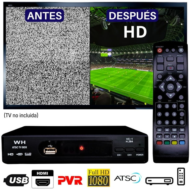 Decodificador digital para televisión, convertidor TV a canales digitales de  alta definición 1080p TV FULL HD señal digital HDMI DOSYU DY-ATC-02