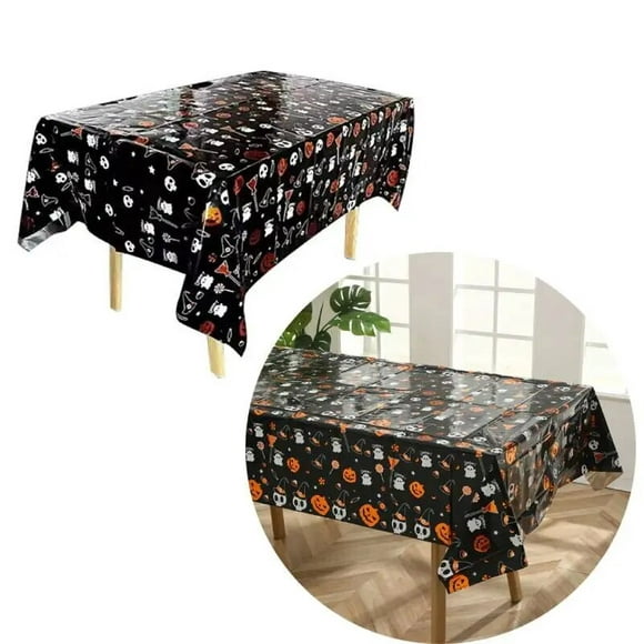 mantel de decoración de halloween tela de araña de calabaza murciélago cubierta de mesa de plástico ropa para festival fiesta suministros de decoración de mesa para el hogar