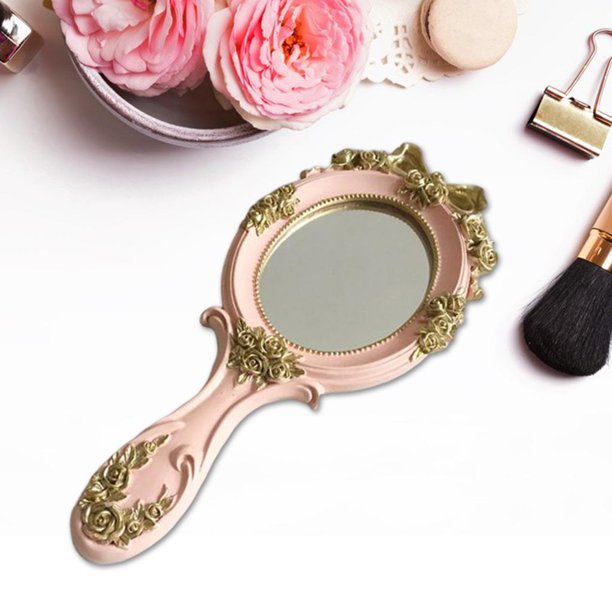 Biscottini Espejo de mano 37x3x19 cm madera, Espejo decorativo portátil y  espejo maquillaje niña, Espejo de peluquería portátil