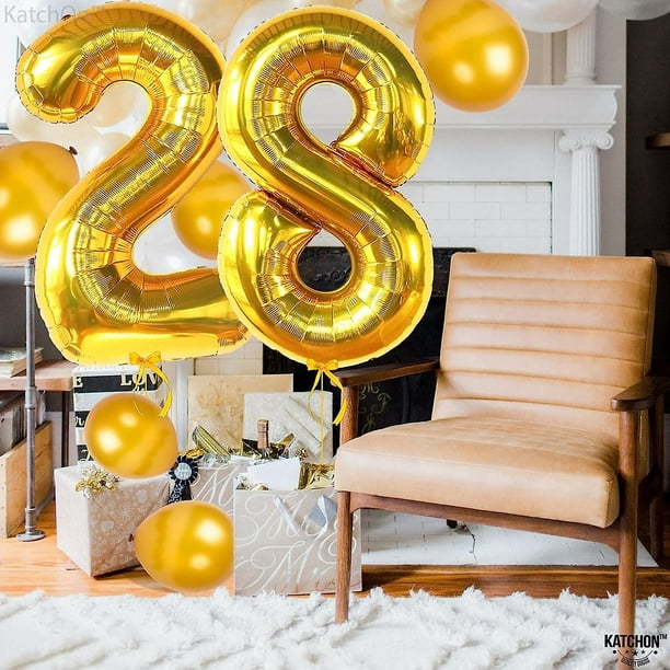 KatchOn, Globos dorados grandes del número 25 de 40 pulgadas, globos de  cumpleaños de 25 años, decoraciones doradas de cumpleaños de 25 años para