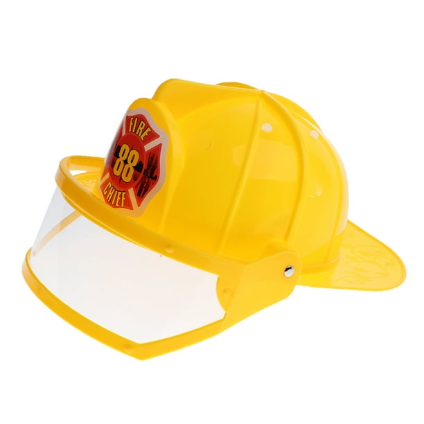 Casco de bombero amarillo para adultos, casco de plástico amarillo,  insignia plateada de rescate de incendios en la parte delantera, perfecto  para despedida de soltero o despedida de soltera, : : Bricolaje