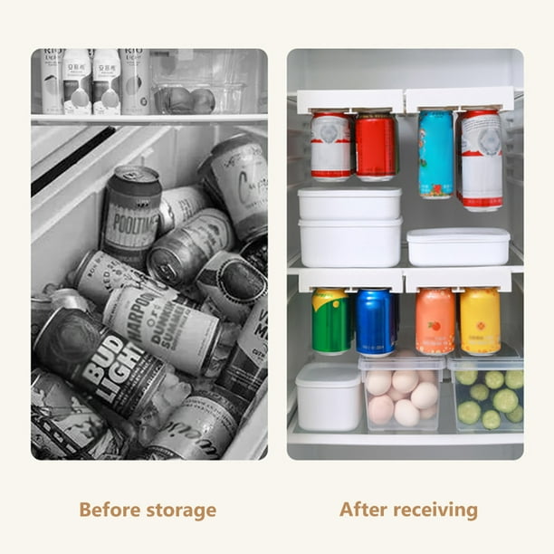 Organizador portátil de latas de refresco para estante de refrigerador,  soporte para latas de cerveza, estante deslizante para almacenamiento de  nevera, plástico transparente, paquete de 2 brillar Electrónica