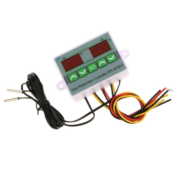 Controlador de temperatura digital -58.0-230.0 °F Termostato Calefacción  Interruptor de enfriamiento con sonda impermeable (24V 240W)