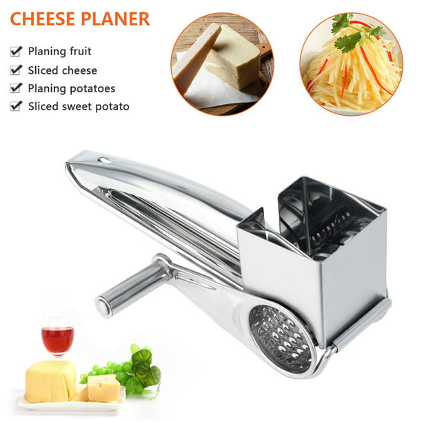 Rallador de queso rotativo, rallador giratorio para cocina, rallador de  cocina con 3 cuchillas de tambor, trituradora de queso de corte rápido para
