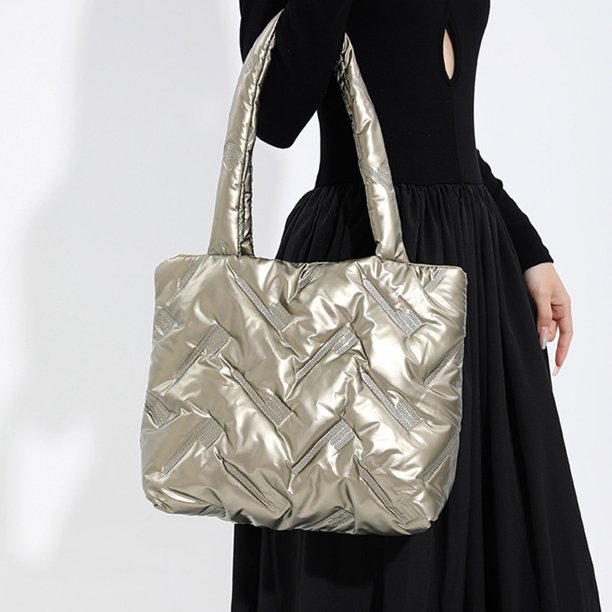 Bolsos de Invierno para mujer, bolsa de plumón brillante con