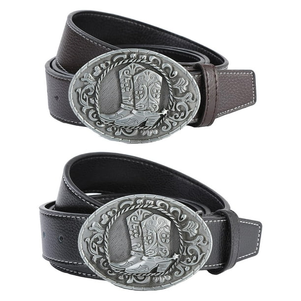 2 piezas Cinturón de vaquero Vestido de lujo Accesorios clásicos Casual para  novio Negro y marrón Sunnimix Cinturón de vaquero occidental