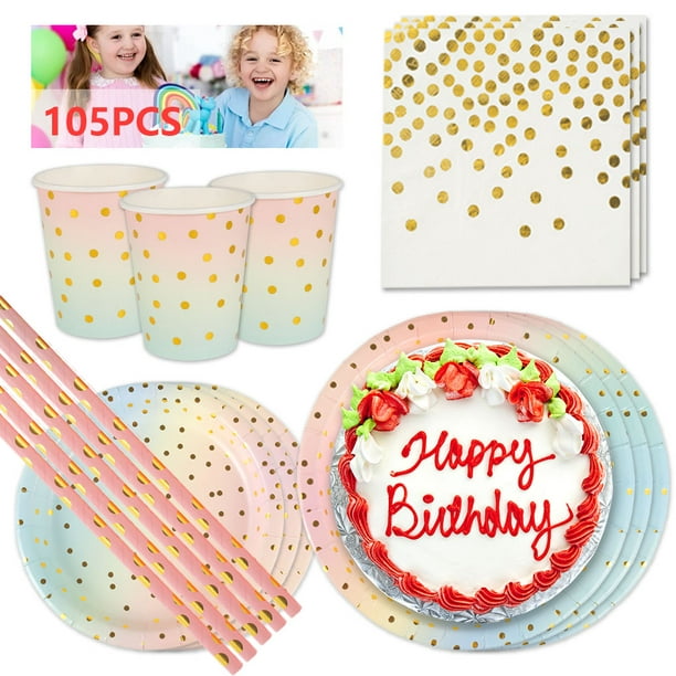 Vajilla de fiesta de cumpleaños, juego de vajilla de fiesta, juego de cumpleaños  infantil de bandeja de papel, incluyendo tazas de bandeja de globos,  servilletas (05-CHAOJIYINGXION-E2) : : Hogar y cocina