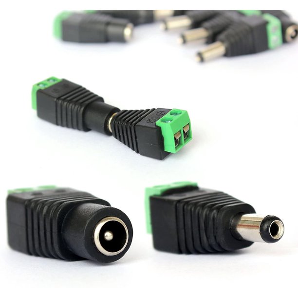  4 piezas 2,1x5,5mm enchufe hembra 2 Cables conector de