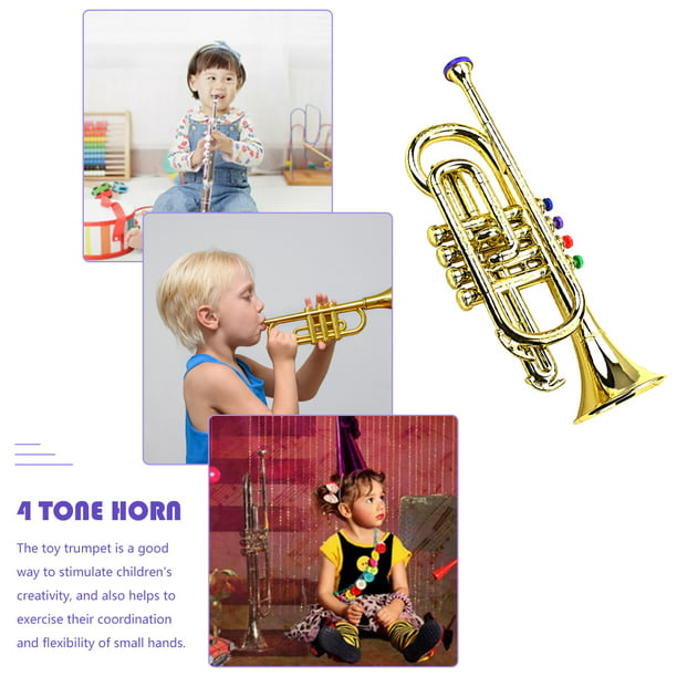 Juguete de trompeta de saxofón para niños con 4 teclas de colores  Herramienta de reproducción de música para niños
