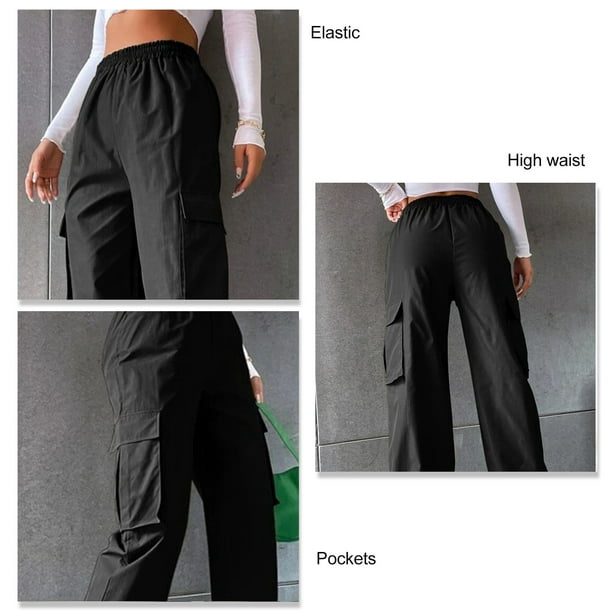 Pantalones cargo largos para mujer dos bolsillos pantalones para