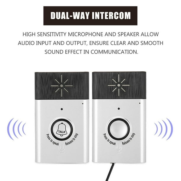 Mini sistema de interfono inalámbrico con timbre inalámbrico,  intercomunicador de voz de doble vía portátil de 2,4 GHz