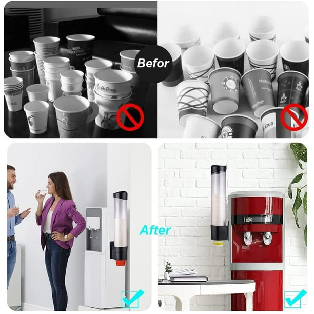Dispensador de vasos dispensador de agua, soporte para tazas, removedor  automático de papel de 7 onzas – 12 onzas, tazas de fondo plano o cono para  el