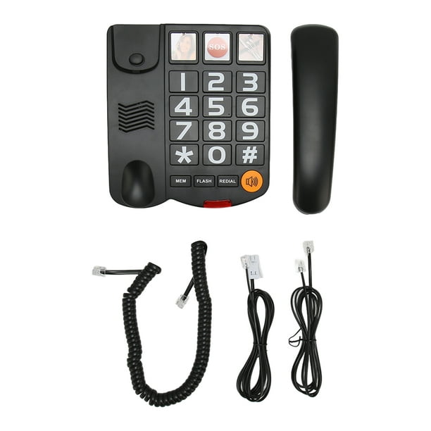 Teléfono de botón grande para personas mayores, teléfono fijo con cable,  multifunción con marcación de un solo toque manos libres, teléfono con