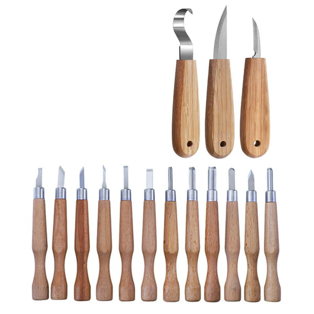 Juego de herramientas de tallado de madera, herramientas de mano para  tallar madera para principiantes con detalle de cuchillo de tallado de  madera y