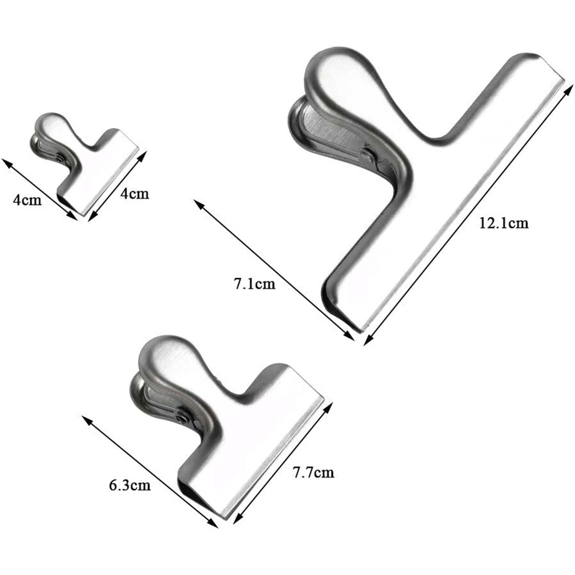 12 pinzas para el cabello; Bolsas de almacenamiento de alimentos de acero  inoxidable, clips de cierre de 3 tamaños para almacenamiento de alimentos  Cocina y Office (Grandes, medianas y pequ JFHHH pequeña