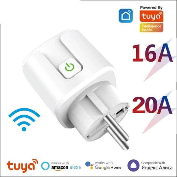 Enchufe doble Inteligente WiFi 16A. Control por Voz y App. Compatible con  Smart Life, Alexa y Google Home.