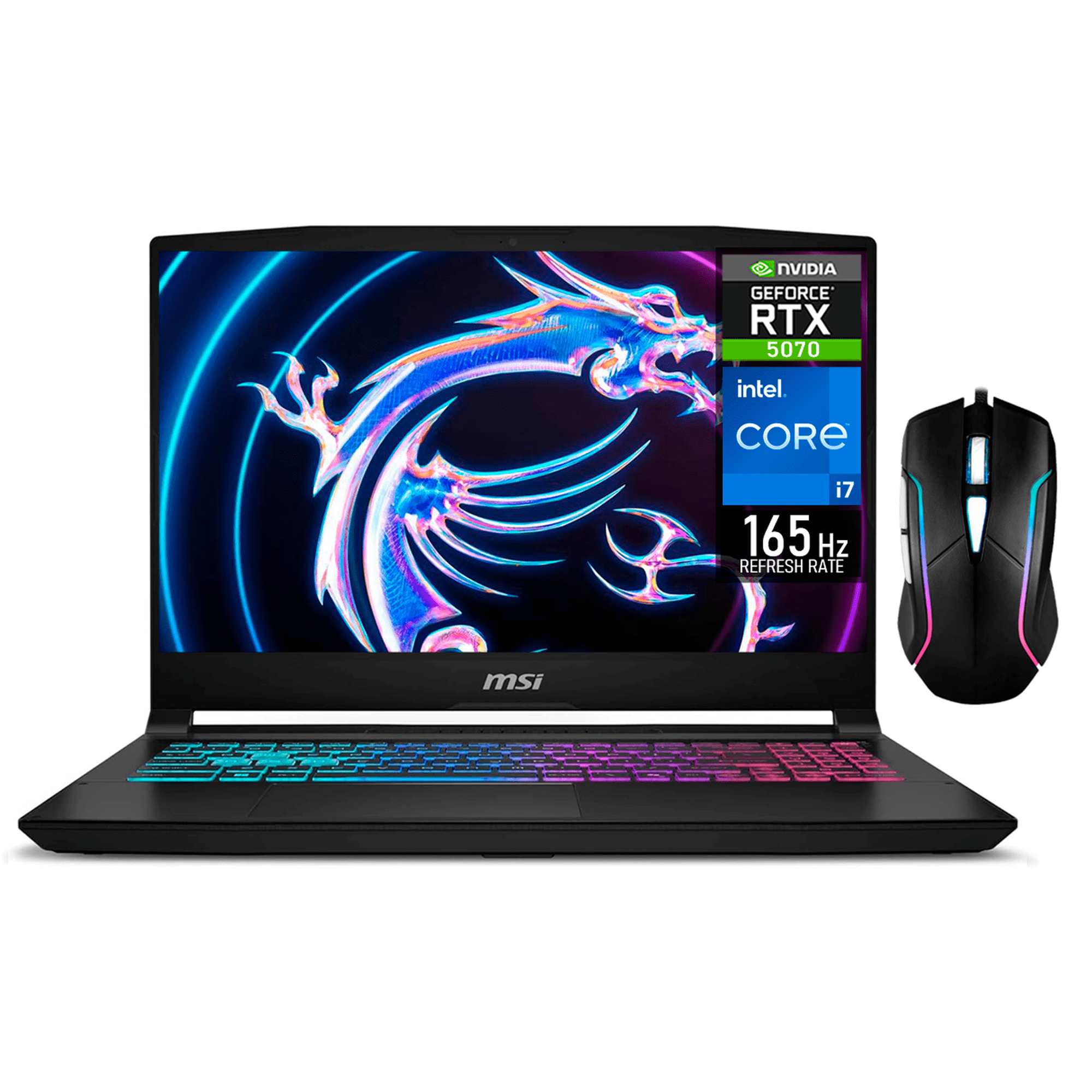 Laptop gamer msi katana 15hx293 geforce rtx 5070 8gb core i7 14650hx 32gb ddr5 ssd 1tb 15.6" qhd 165hz teclado ingles mouse dxt