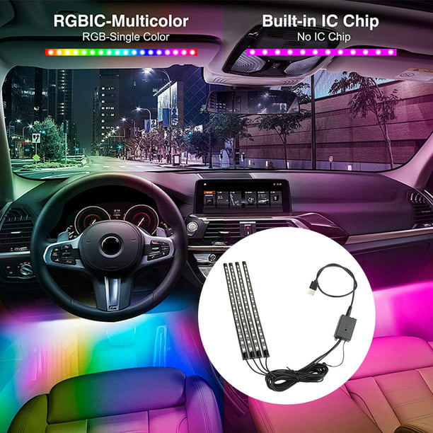 Iluminación Interior Luz ambiental LED Lámpara decorativa para coche RGB  Control remoto de música (usb-48)