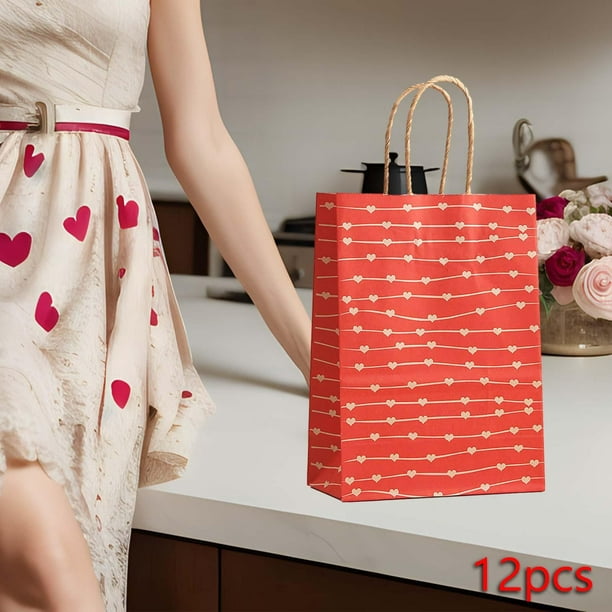 4 bolsas de papel de regalo para el día de San Valentín con asas, creativas  y únicas bolsas de regalo del día de San Valentín para aniversario