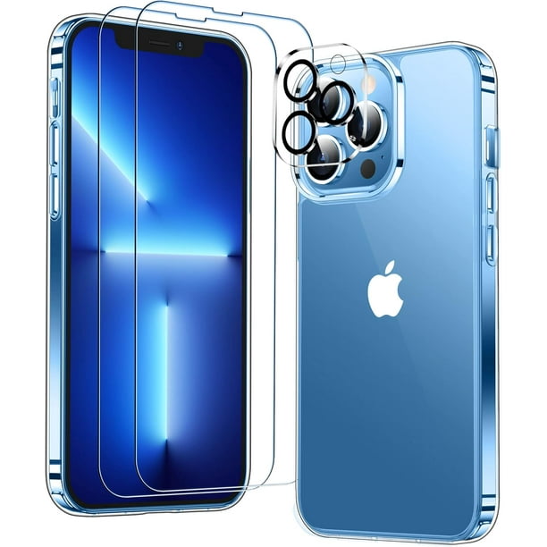  Mkeke Funda transparente para iPhone 15 Pro Max, [no  amarillenta] con 2 protectores de pantalla de vidrio templado, [protección  contra caídas de grado militar] a prueba de golpes para iPhone 15