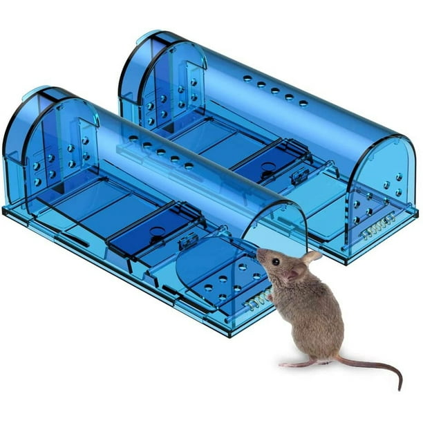  Paquete de 2 trampas humanitarias para ratas, trampas para  ratas de ratón vivo para atrapar y liberar para interiores y exteriores, trampas  para animales pequeños, fáciles de usar, seguras para mascotas (