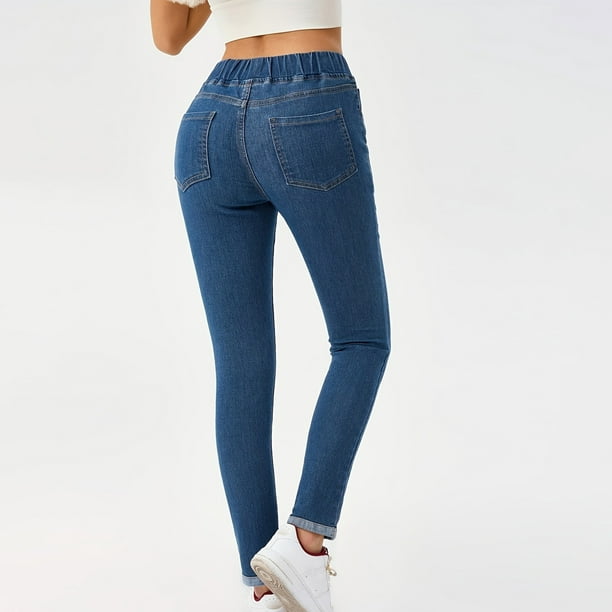 Gibobby Jeans Pantalones de mujer Pantalones de mujer cómodos pantalones de  mezclilla ajustados pantalones vaqueros elásticos ajustados de moda(Azul,G)