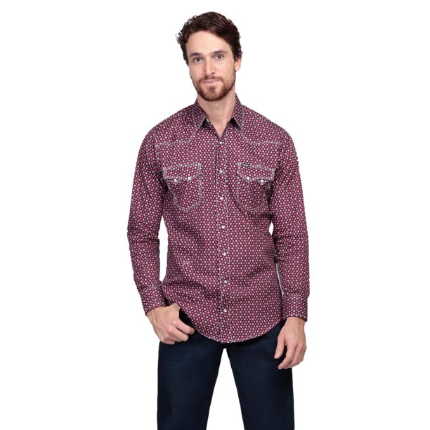 Camisa Regular Fit Manga Larga Wrangler Hombre 647 rojo M WRANGLER