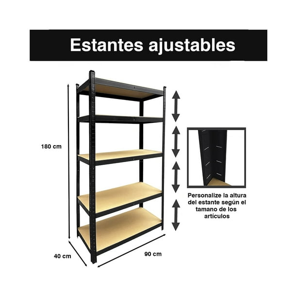 Estante de almacenamiento, estantes de acero inoxidable ajustables de 5  niveles, estantes de metal resistentes, unidades de estantería de alta