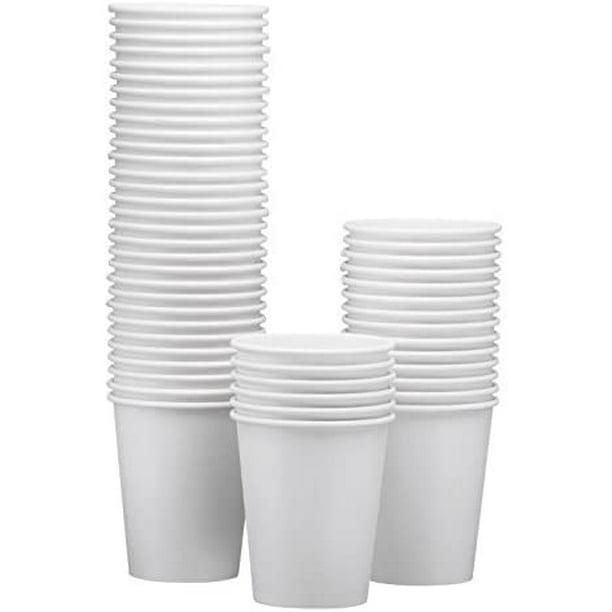 Vasos desechables de papel blanco de 236 ml con tapas negras