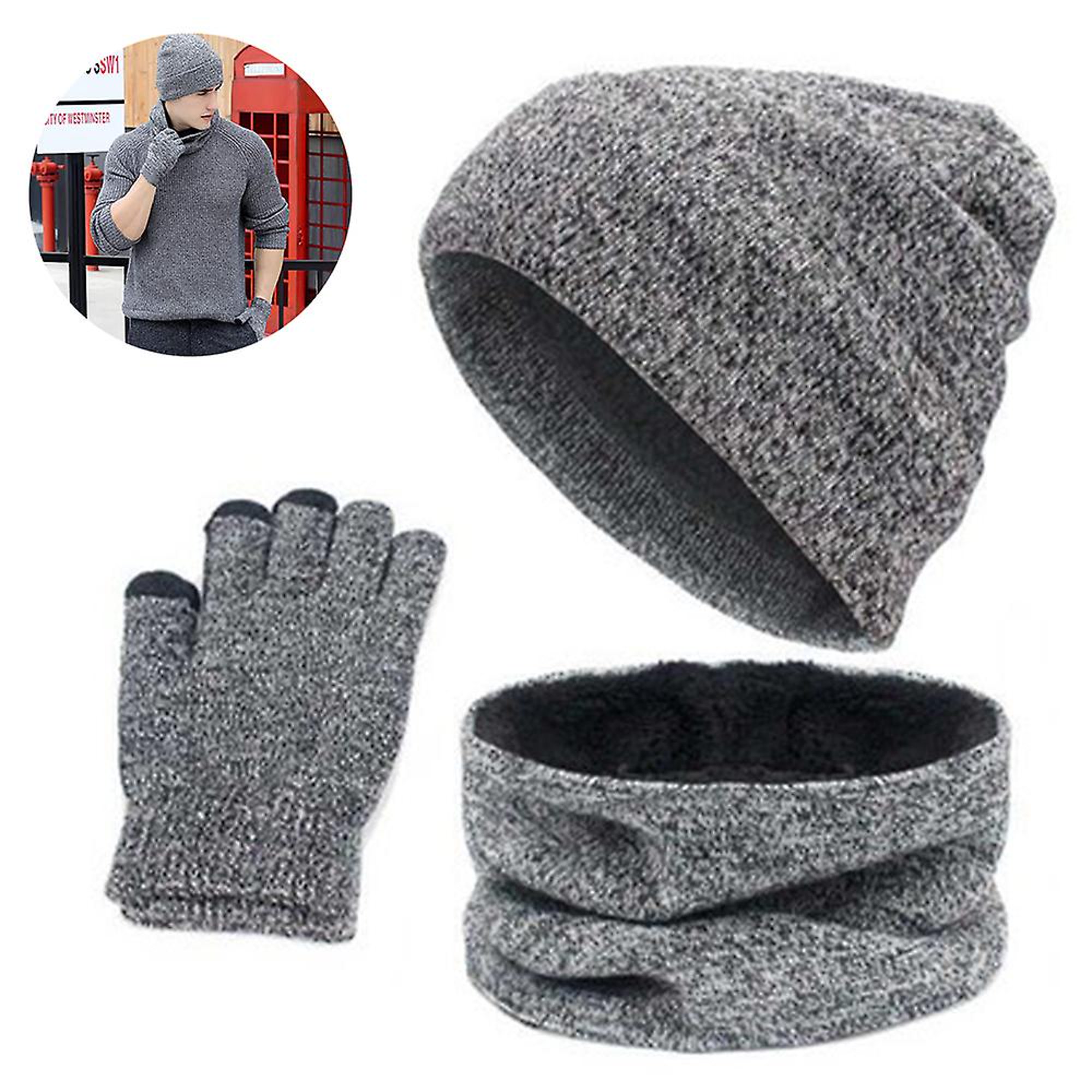  Guantes para Hombre/Pantalla Táctil/Invierno/Comodidad y  Elegante/Forro Polar Cálido/Color Negro : Ropa, Zapatos y Joyería