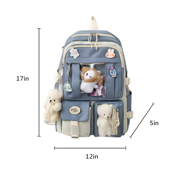 Mochila kawaii, mochila escolar estética, linda mochila con accesorios de  alfiler, mochila colgante de felpa para niña, Rosado, Lindo