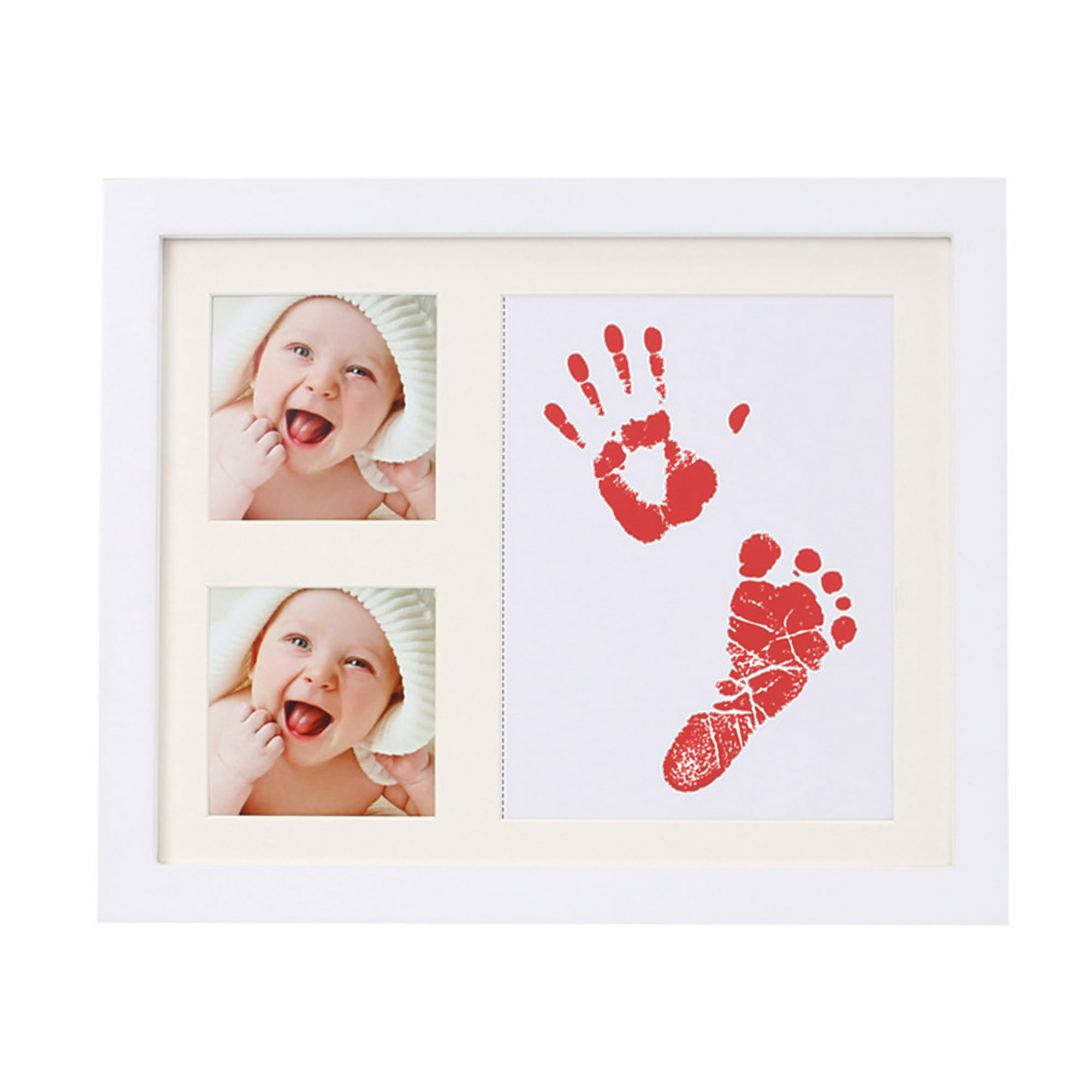  Marco de fotos para bebé, kit de huellas de huellas de manos de  bebé, tinta negra, recuerdo de huellas de bebé, juego de impresión para  fotos de bebé (blanco) : Bebés