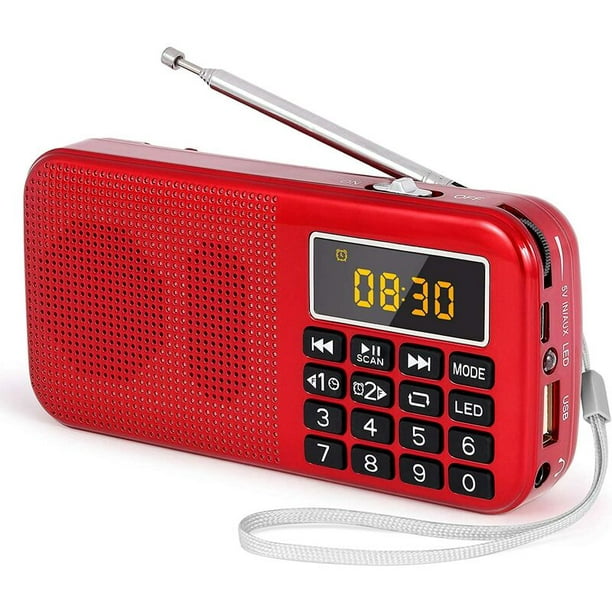 Radio portátil, radio FM con batería recargable de gran capacidad (3000  mAh), soporte MP3 / SD / USB JFHHH pequeña