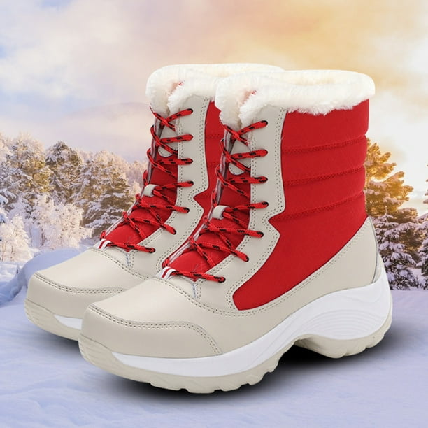Botas de nieve Botines cálidos de felpa impermeables con cordones para  mujer zapatos de invierno antideslizantes de talla grande FLhrweasw Nuevo