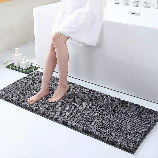 Tapete de baño de felpilla suave, tapete de microfibra absorbente, lavable  a máquina, antideslizante y secado rápido, para baño, ducha, habitación o