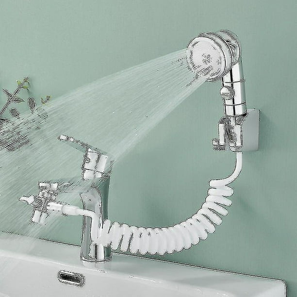 Juego de cabezal de ducha para lavabo de baño, ducha de mano para baño,  manguera telescópica, perfecto para lavar el cabello o limpiar el fregadero  (grifo no incluido) (plateado) YONGSHENG 8390611581725