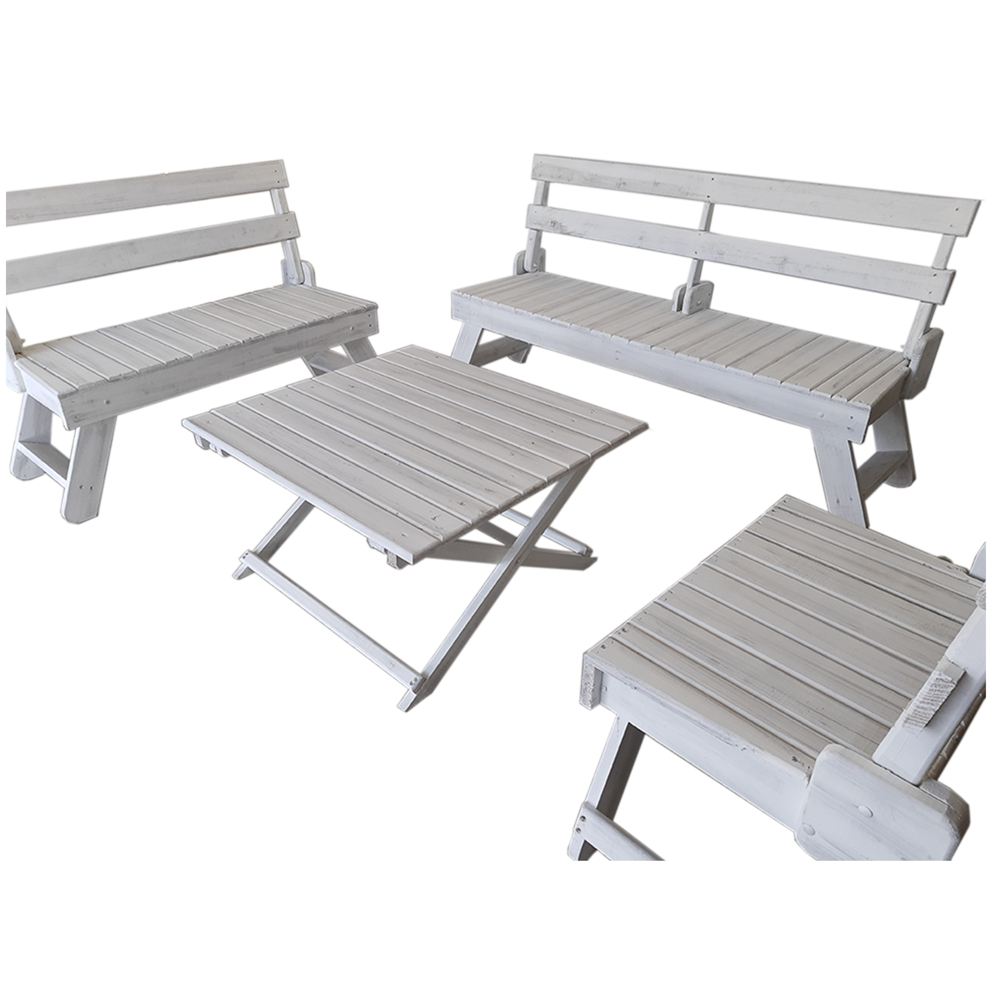 Sala Vintage Plegable De Madera Sólida, 6p Rústico Tratable NATIVO