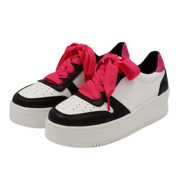 Tenis mujer tricolor blanco rojo y negro