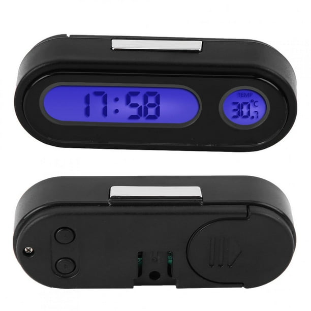 KIMISS Termómetro de reloj digital para coche, 2 en 1, termómetro de reloj  interior de coche, voltímetro LED, medidor multifuncional para automóvil