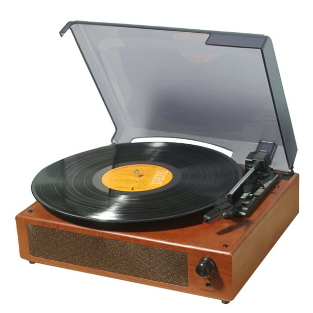 Tocadiscos de vinilo vintage, tocadiscos portátil de 3 velocidades con  Bluetooth, batería y altavoces estéreo (negro)