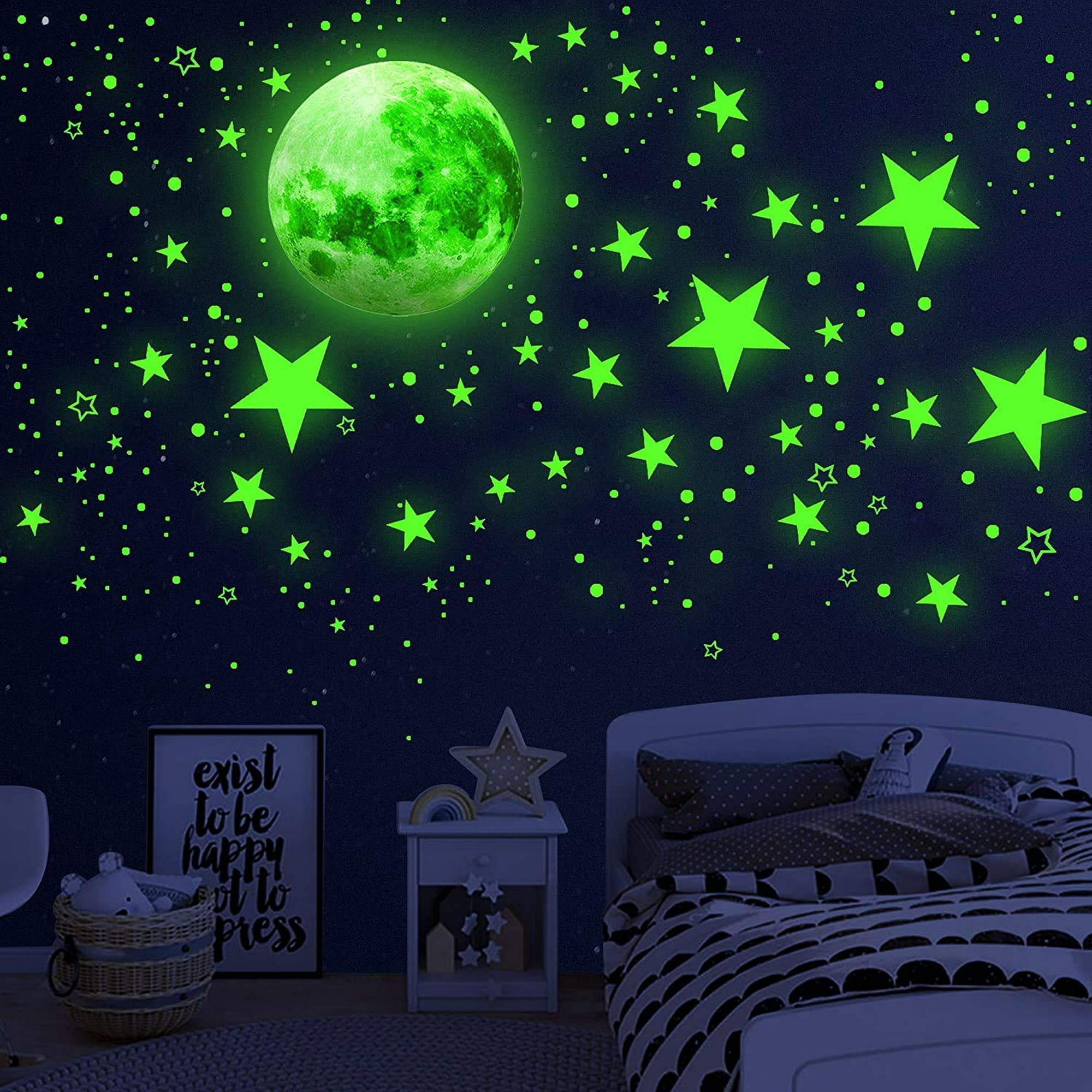 Estrellas luminosas Puntos luminosos Autoadhesivos, 637pcs Luna