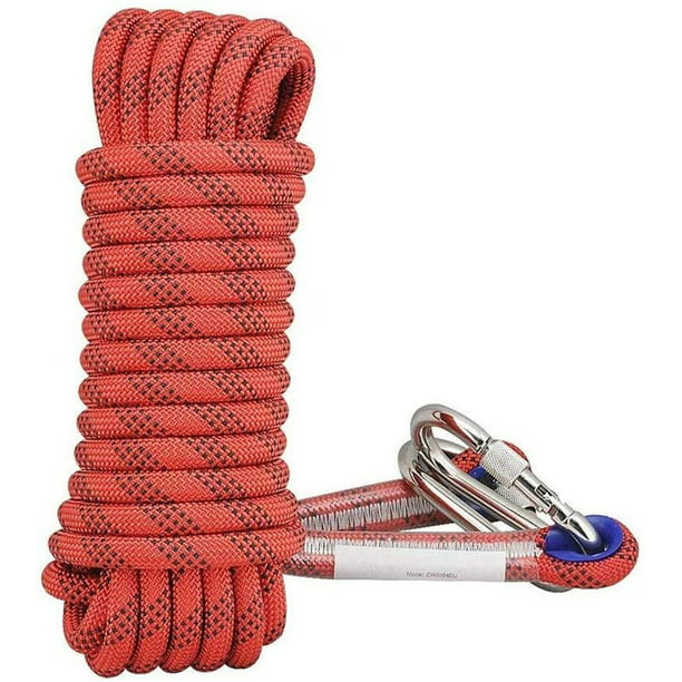 Cuerda de escalada cuerda trenzada tendedero cuerda de escalada 10mm roja  (20 metros JAMW Sencillez