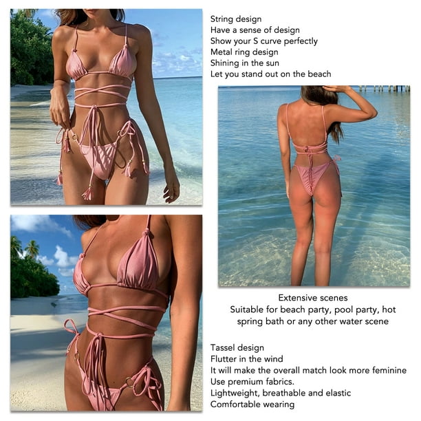 31,84 US$-Zrtak Traje de baño para mujer 2022 Bikinis Tangas Traje de baño  Nudo Biquinis Band-Description